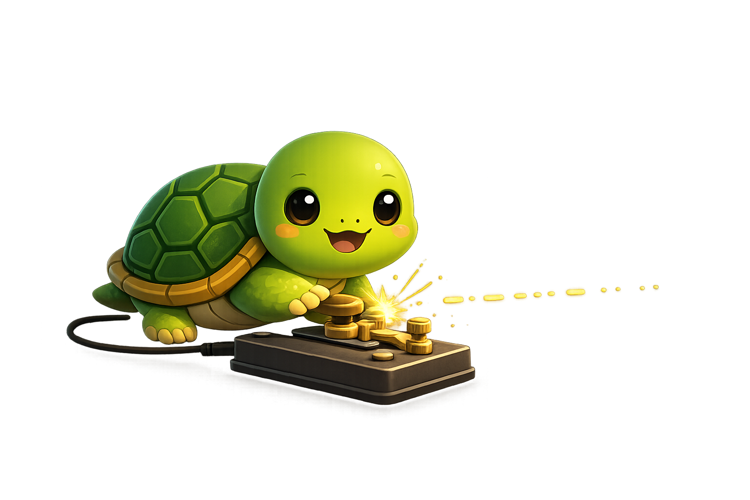 Turtle transmitting Morse code